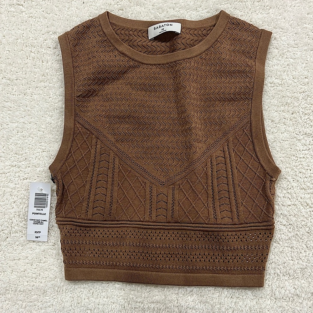 Babaton (Brand sold at Aritizia) - Never Worn Pointelle Brown Top